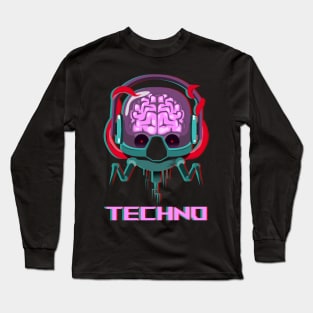 Techno Alien Rave Music Dance Festival Gift Long Sleeve T-Shirt